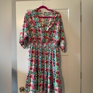 Floral Print Mini Dress - Multicolor